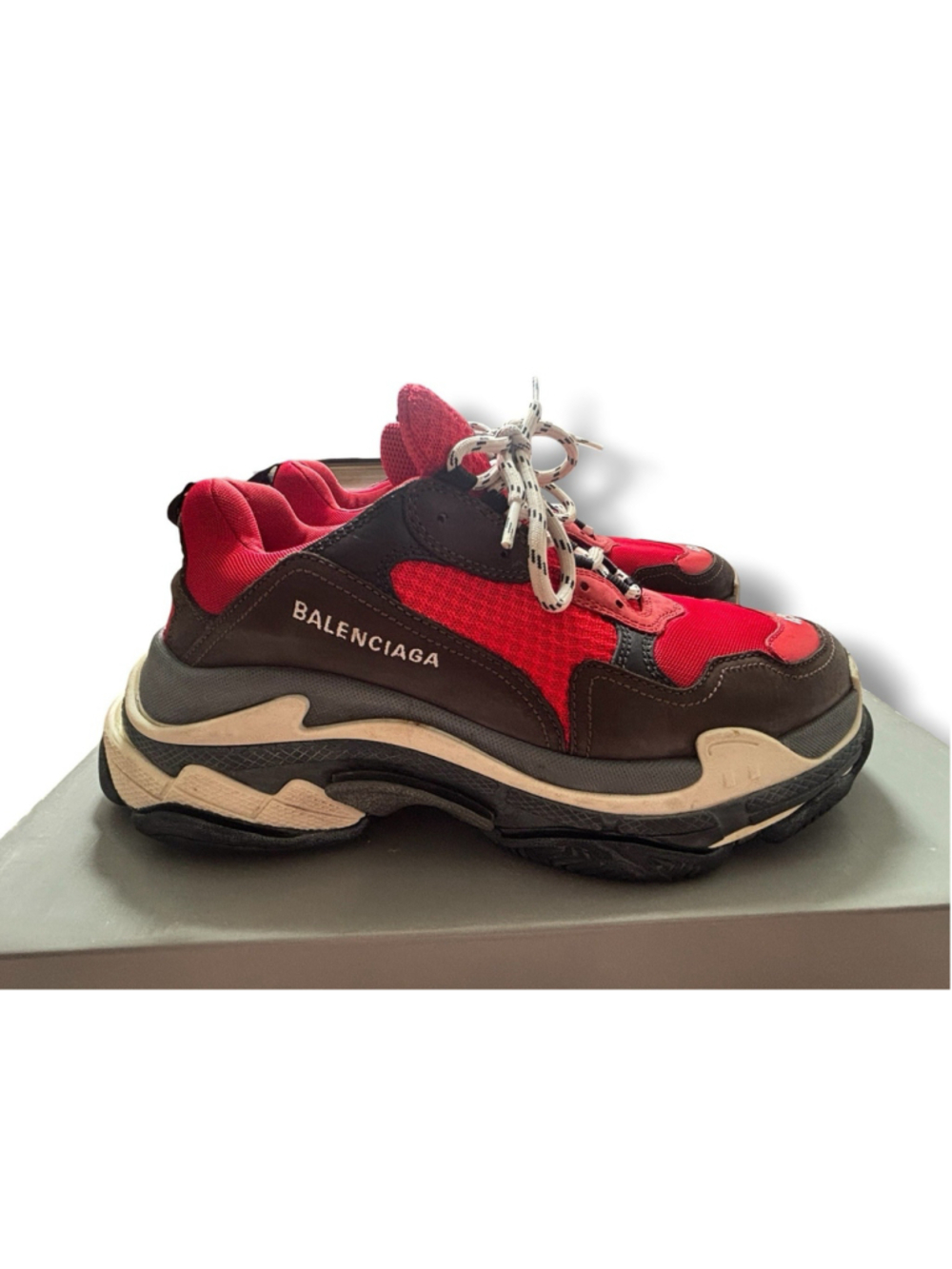 Size 10- Balenciaga Triple S Red Black W/Box - Picture 14 of 16